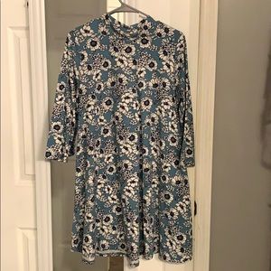 Blue floral open back dress